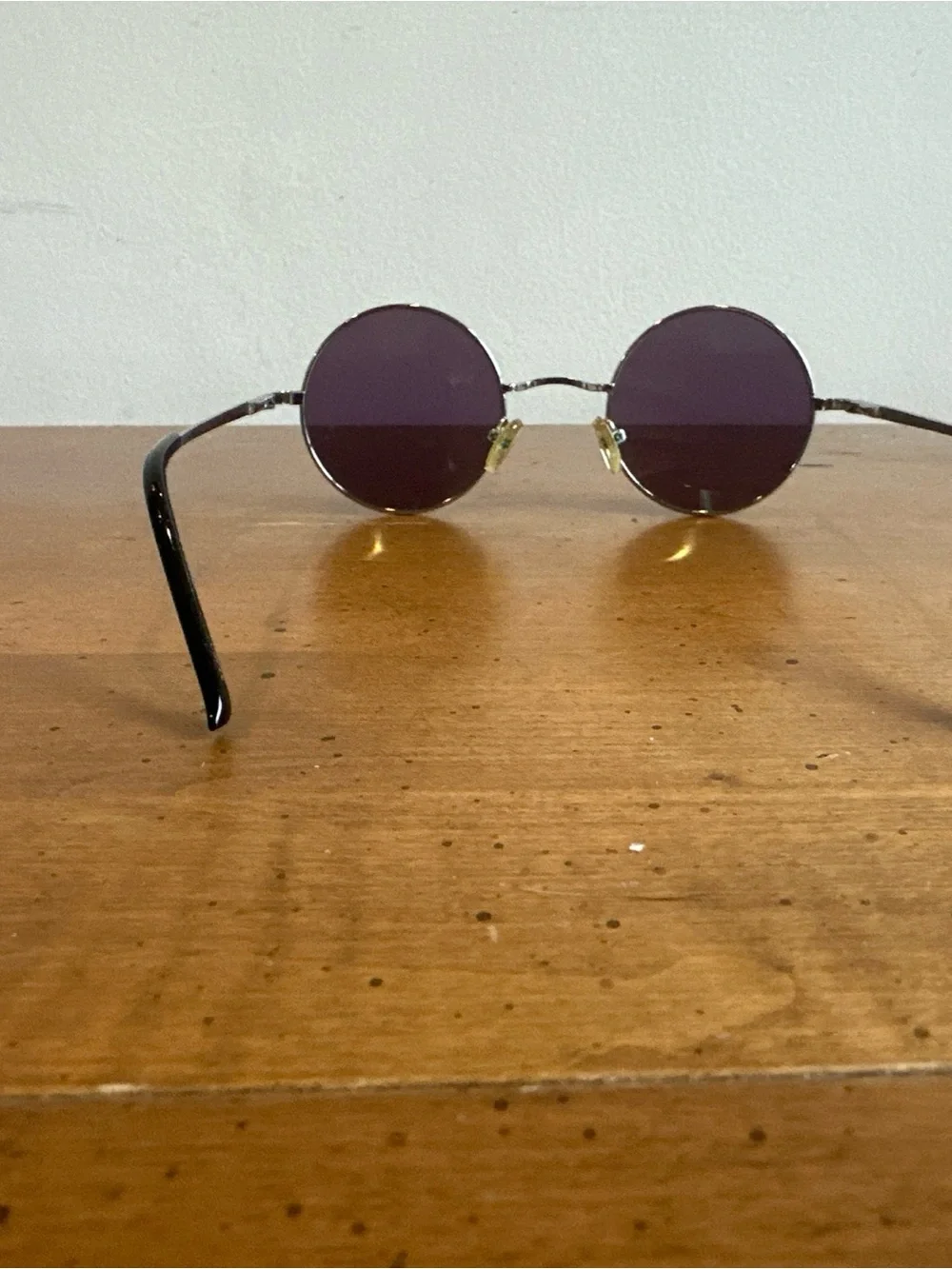 Round Silver Frame Sunglasses with Green Mirrored Lenses